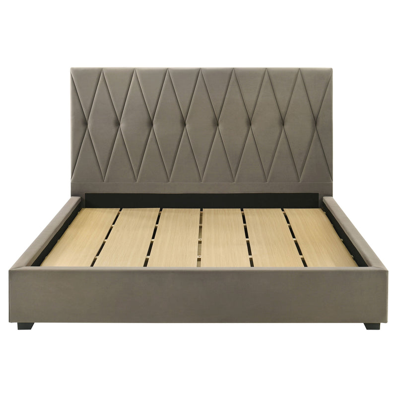 Delsea Upholstered Panel Platform Bed Light Brown