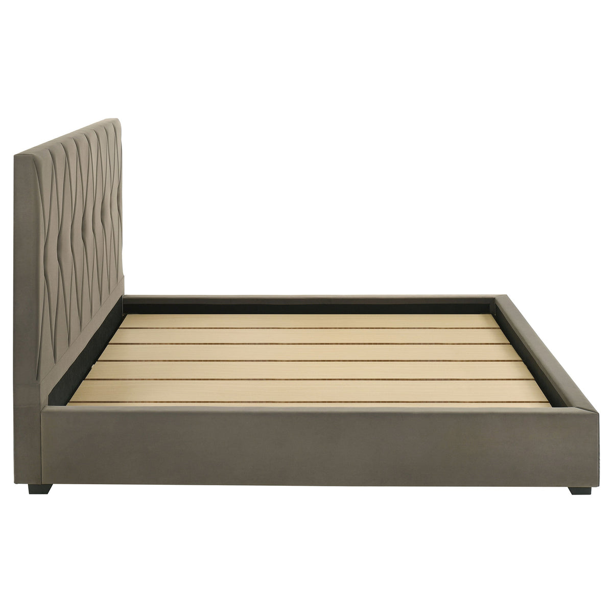 Delsea Upholstered Panel Platform Bed Light Brown
