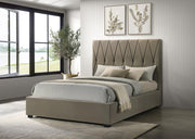 Delsea Upholstered Panel Platform Bed Light Brown Queen