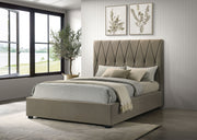 Delsea Upholstered Panel Platform Bed Light Brown