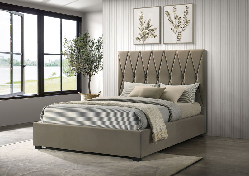 Delsea Upholstered Panel Platform Bed Light Brown