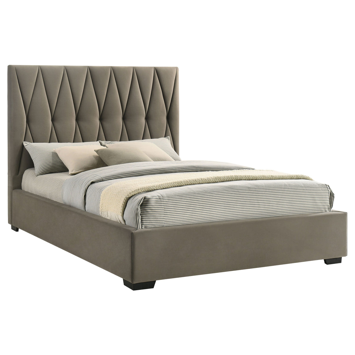 Delsea Upholstered Panel Platform Bed Light Brown