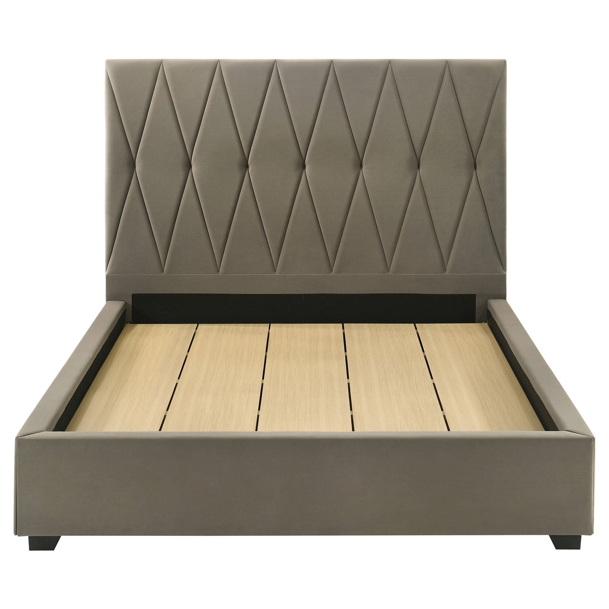 Delsea Upholstered Panel Platform Bed Light Brown