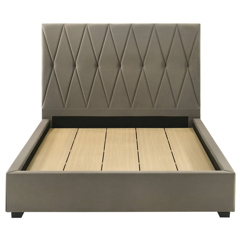 Delsea Upholstered Panel Platform Bed Light Brown