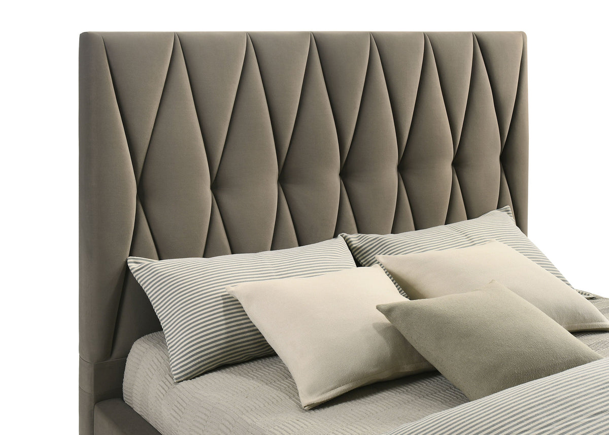 Delsea Upholstered Panel Platform Bed Light Brown