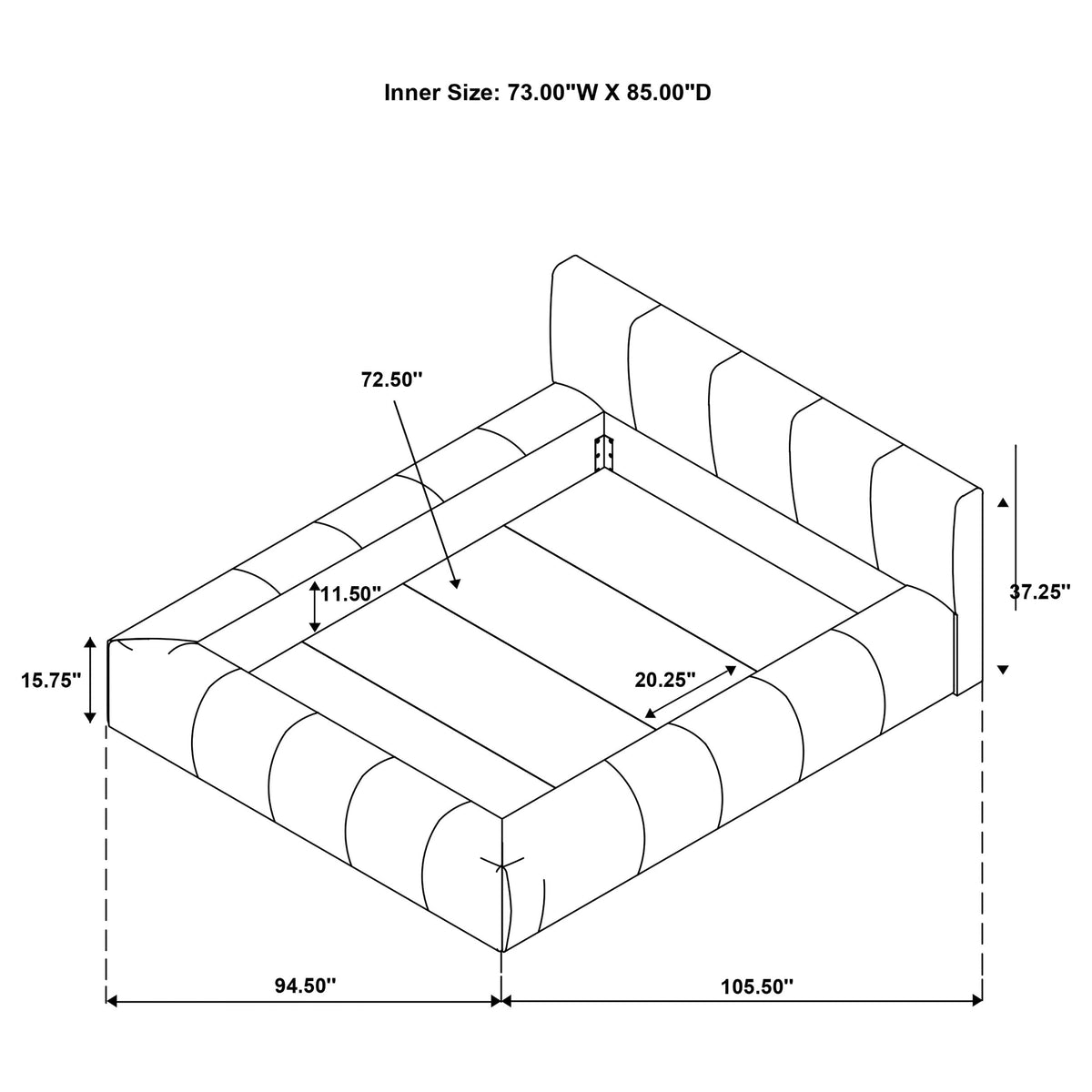 Wilshire Upholstered Platform Bed Grey