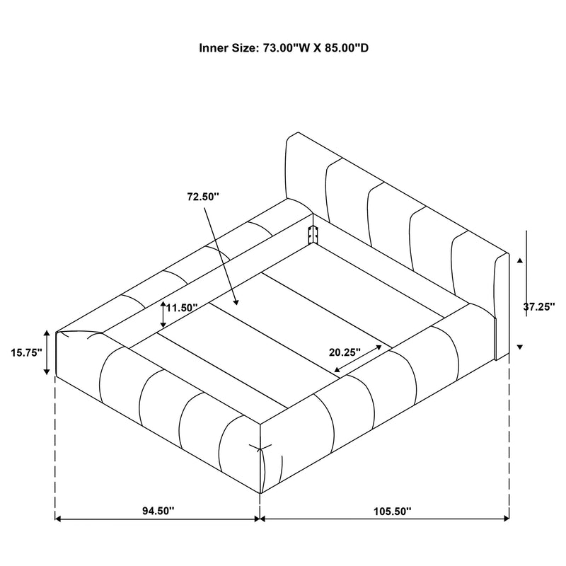 Wilshire Upholstered Platform Bed Grey