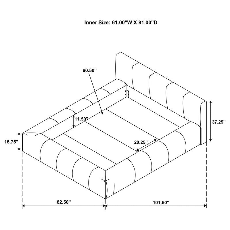 Wilshire Upholstered Platform Bed Grey