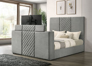 Tara 61-inch Upholstered Panel TV Bed Grey