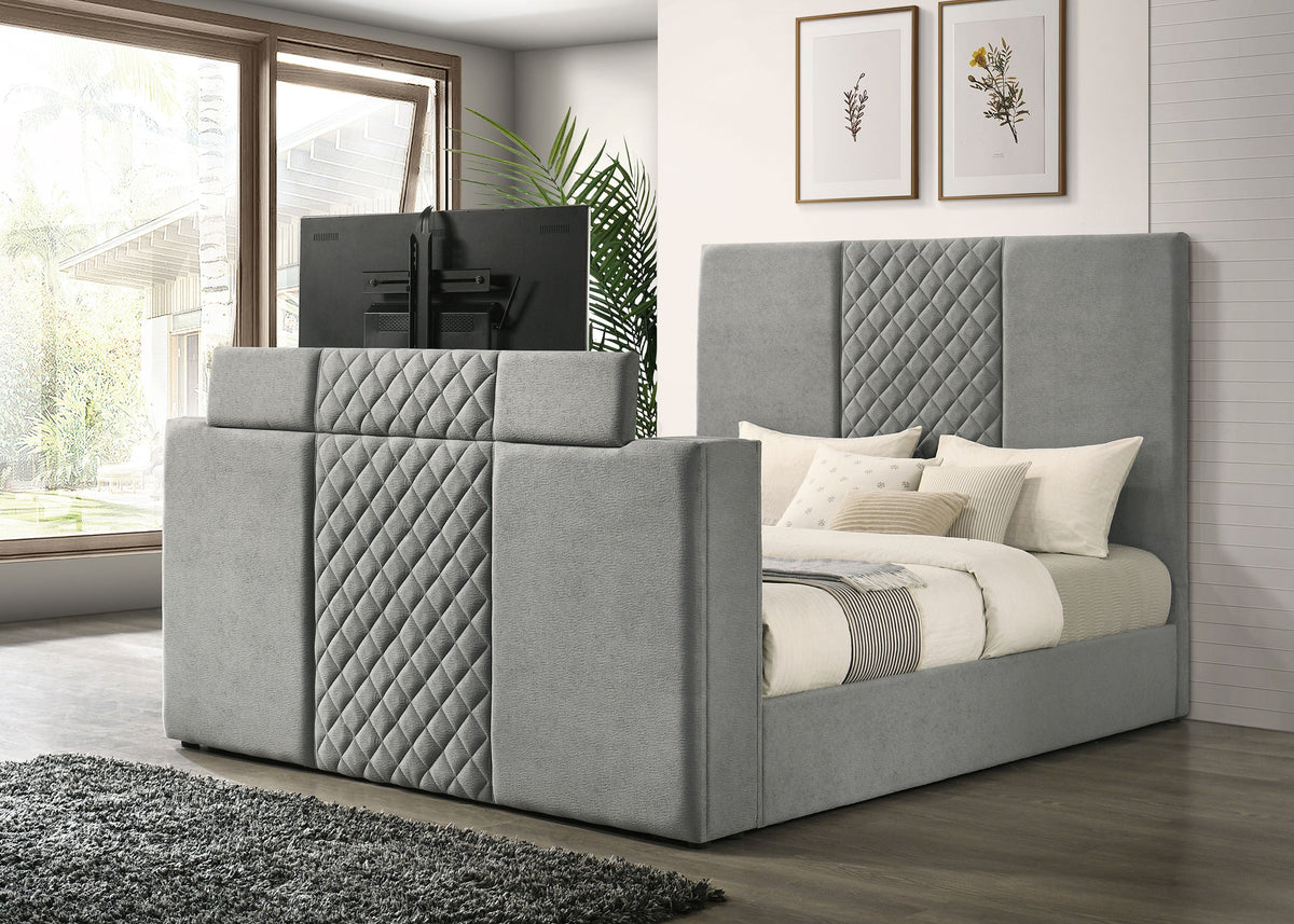 Tara 61-inch Upholstered Panel TV Bed Grey