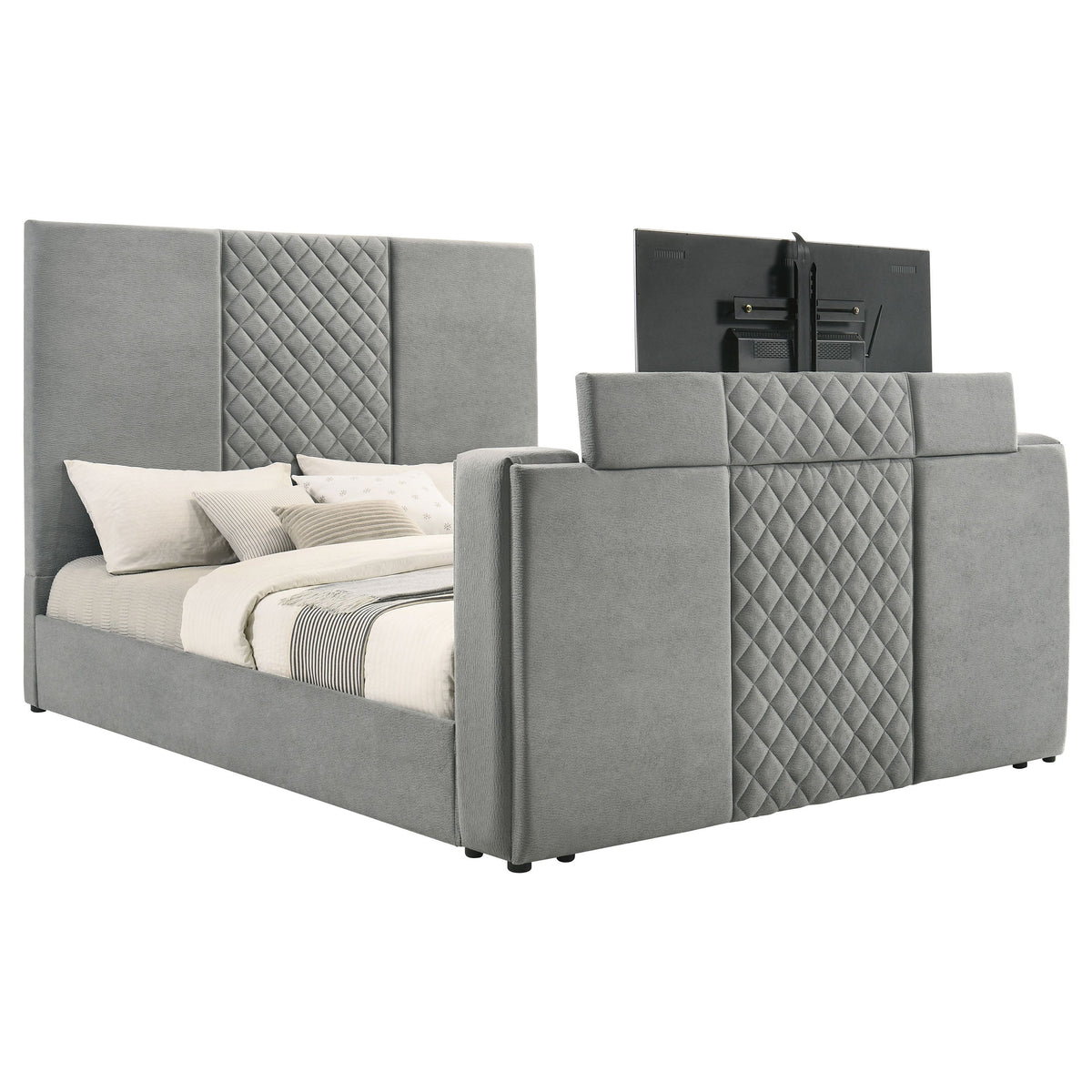 Tara 61-inch Upholstered Panel TV Bed Grey