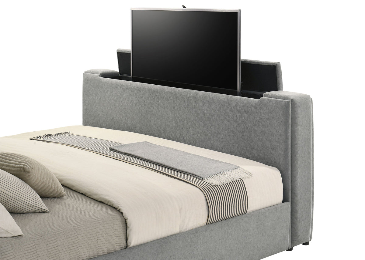 Tara 61-inch Upholstered Panel TV Bed Grey