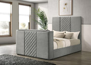 Tara 61-inch Upholstered Panel TV Bed Grey Queen