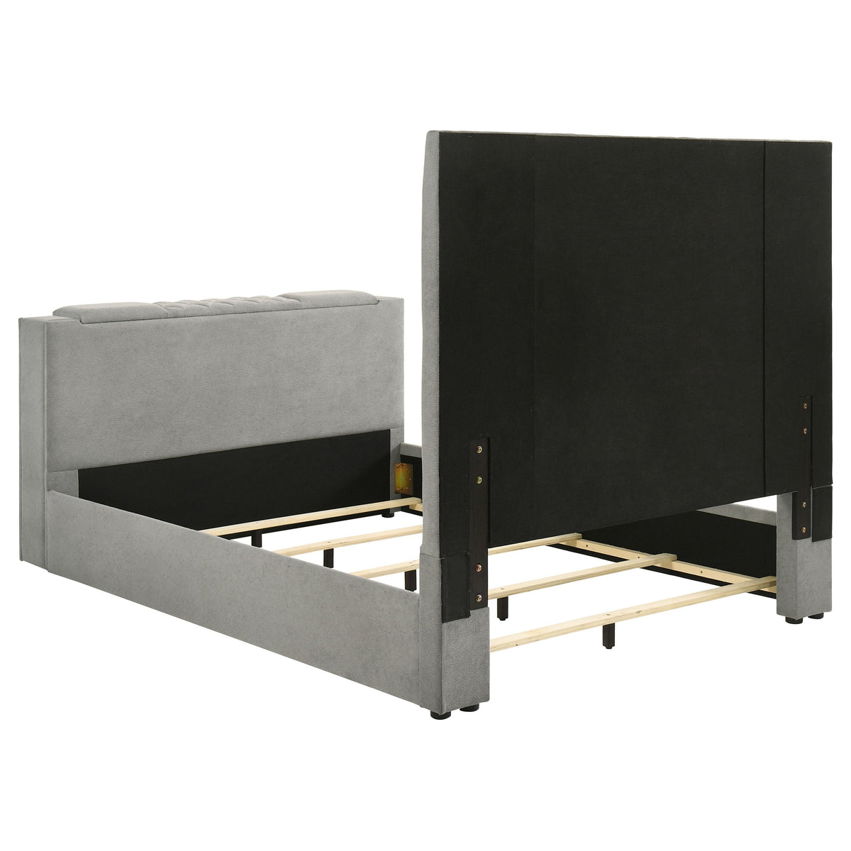 Tara 61-inch Upholstered Panel TV Bed Grey