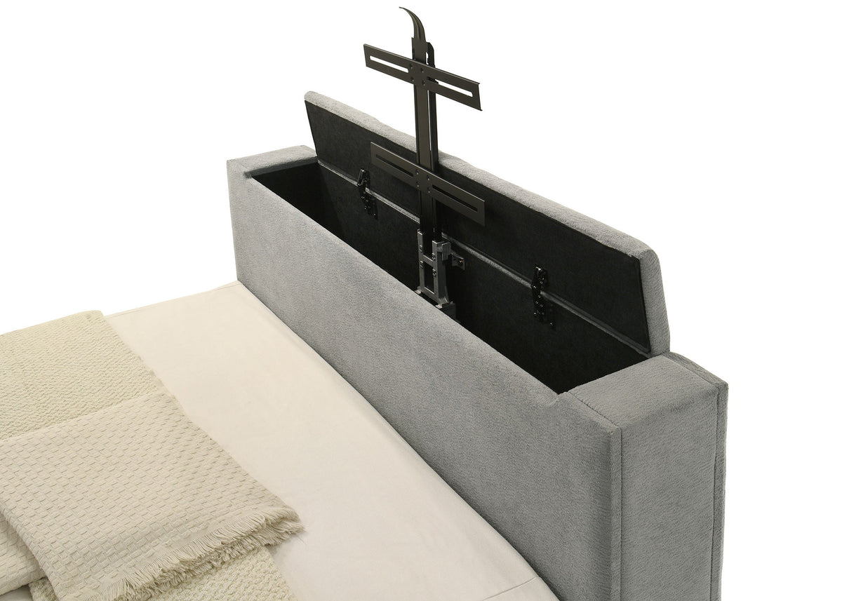 Tara 61-inch Upholstered Panel TV Bed Grey