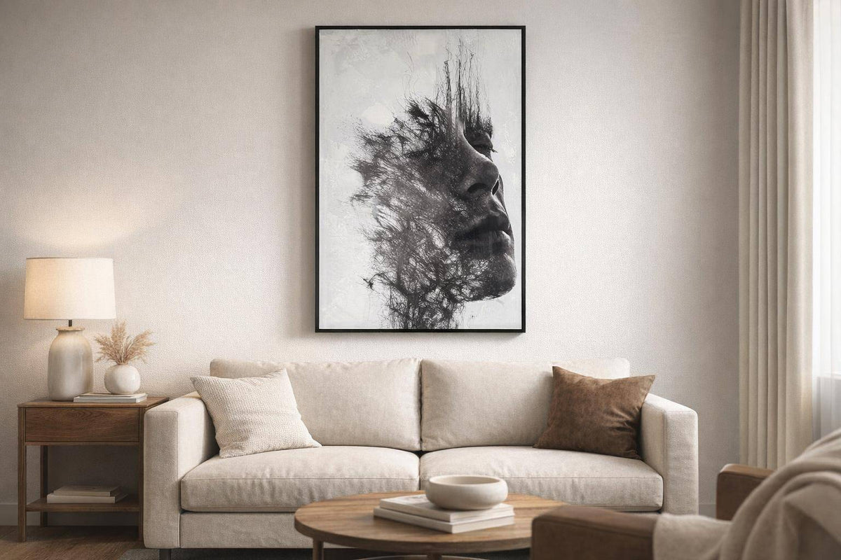 Veiled Reverie Hand-Embellished Canvas In Frame - Black / White