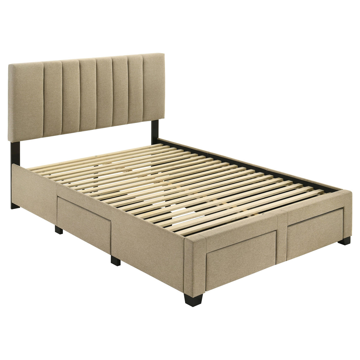 Wheatland 4-drawer Upholstered Storage Bed Light Brown