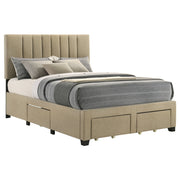 Wheatland 4-drawer Upholstered Storage Bed Light Brown