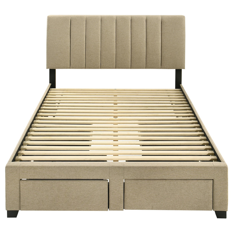 Wheatland 4-drawer Upholstered Storage Bed Light Brown