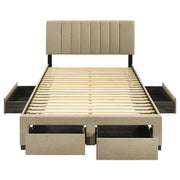 Wheatland 4-drawer Upholstered Storage Bed Light Brown