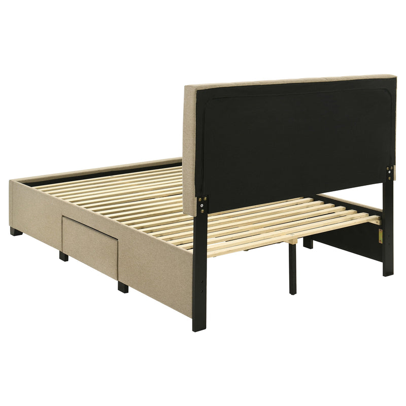 Wheatland 4-drawer Upholstered Storage Bed Light Brown