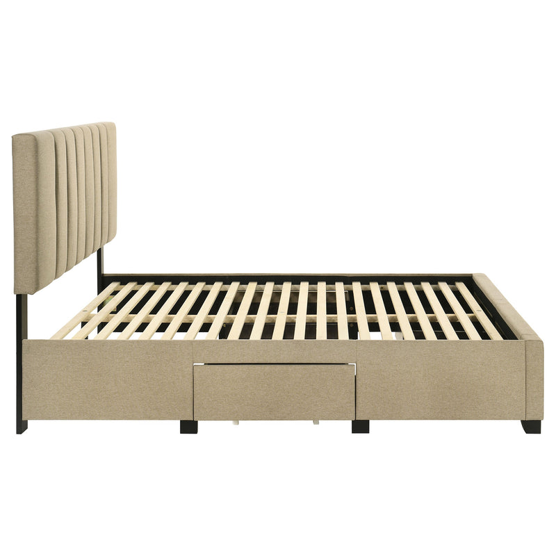 Wheatland 4-drawer Upholstered Storage Bed Light Brown