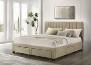 Wheatland 4-drawer Upholstered Storage Bed Light Brown Eastern King