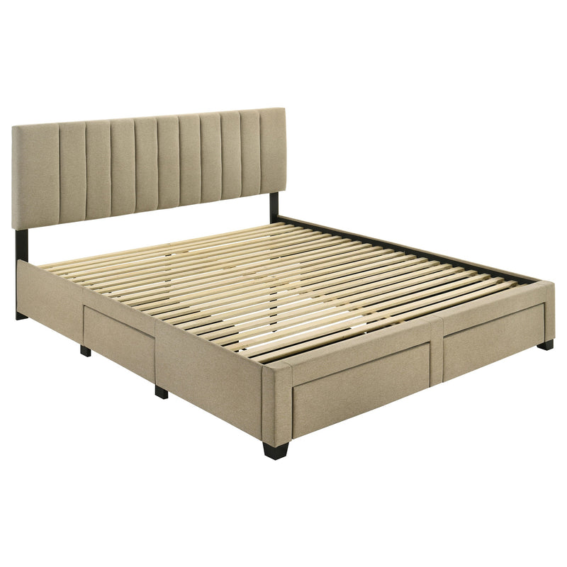 Wheatland 4-drawer Upholstered Storage Bed Light Brown