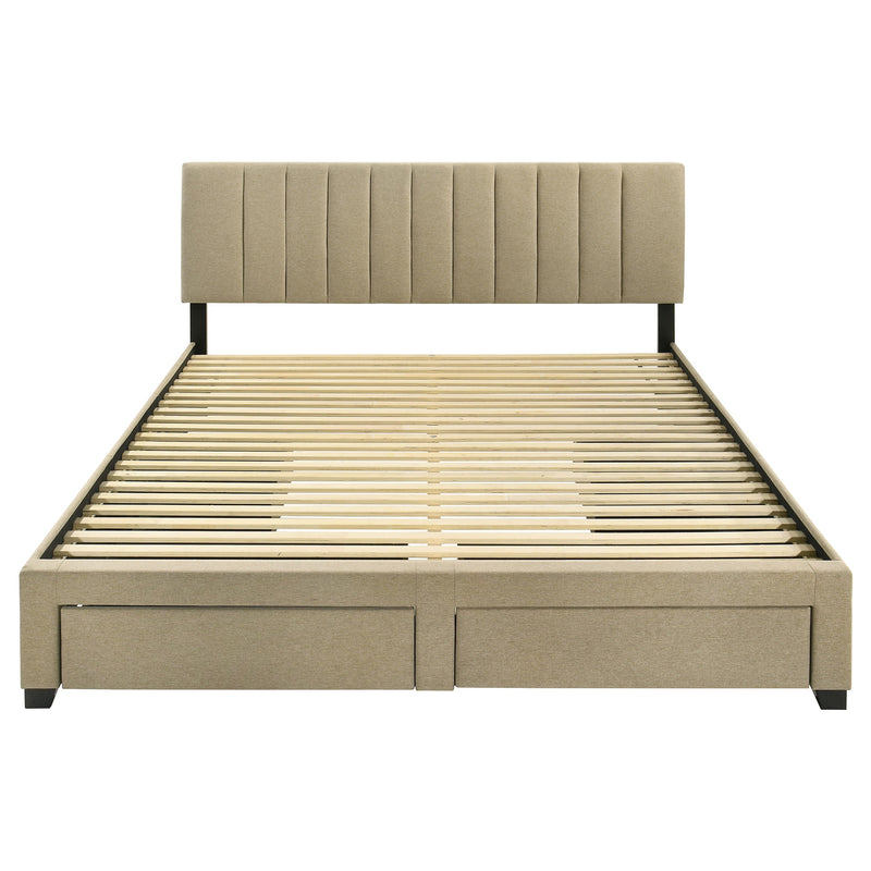 Wheatland 4-drawer Upholstered Storage Bed Light Brown