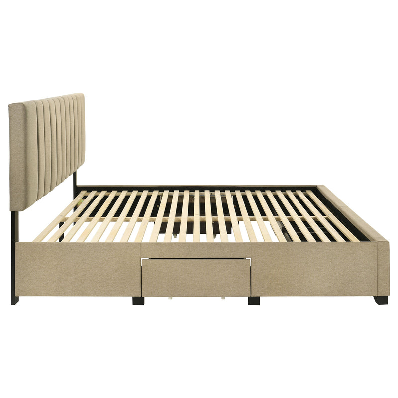 Wheatland 4-drawer Upholstered Storage Bed Light Brown
