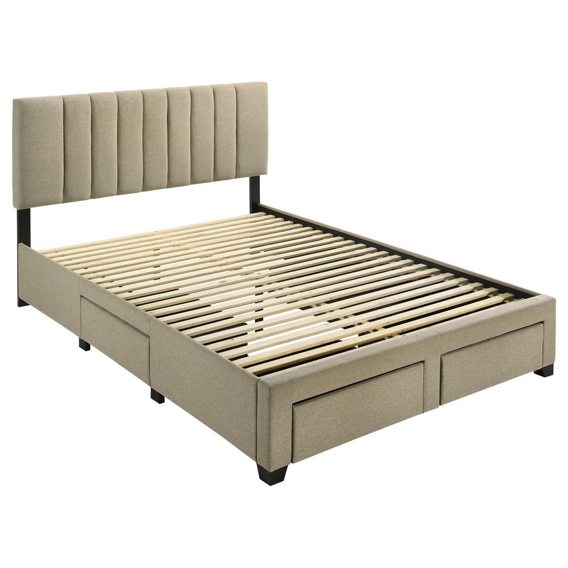 Wheatland 4-drawer Upholstered Storage Bed Light Brown