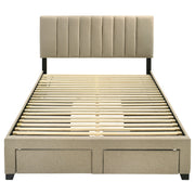 Wheatland 4-drawer Upholstered Storage Bed Light Brown