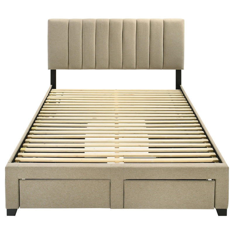 Wheatland 4-drawer Upholstered Storage Bed Light Brown