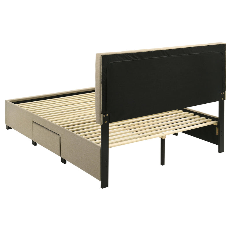 Wheatland 4-drawer Upholstered Storage Bed Light Brown
