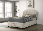 Marianna 4-drawer Upholstered Storage Bed Cream Full