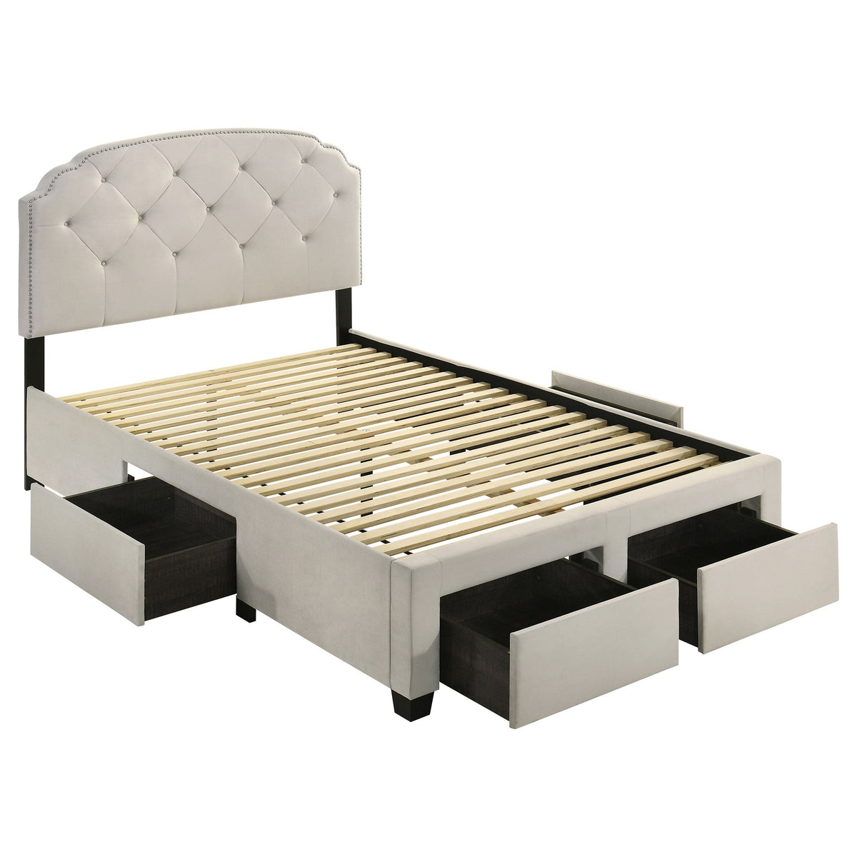 Marianna 4-drawer Upholstered Storage Bed Cream