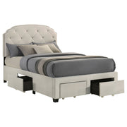 Marianna 4-drawer Upholstered Storage Bed Cream