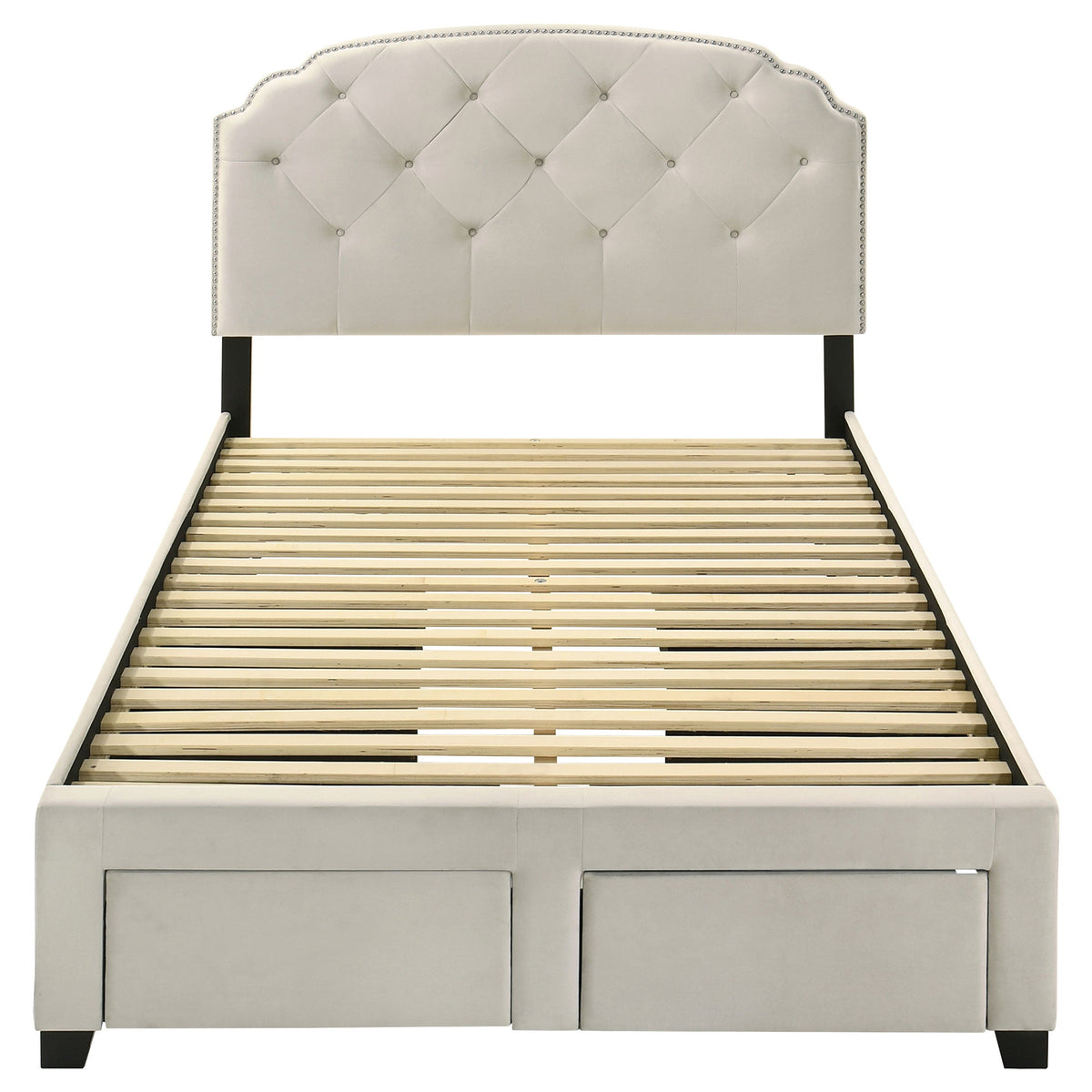 Marianna 4-drawer Upholstered Storage Bed Cream