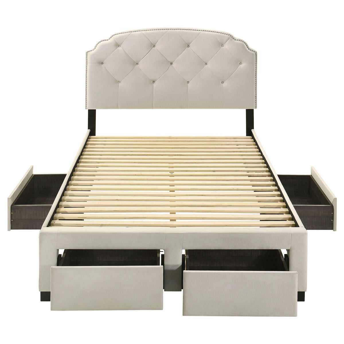 Marianna 4-drawer Upholstered Storage Bed Cream