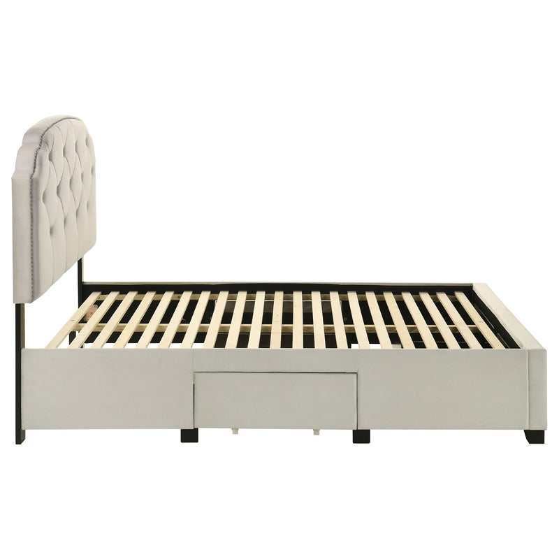 Marianna 4-drawer Upholstered Storage Bed Cream