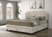 Marianna 4-drawer Upholstered Storage Bed Cream Eastern King