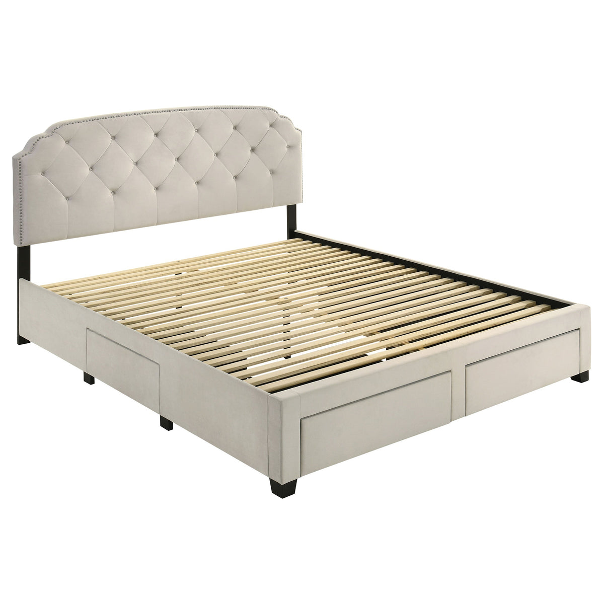 Marianna 4-drawer Upholstered Storage Bed Cream