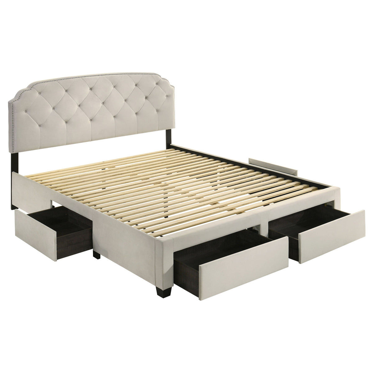 Marianna 4-drawer Upholstered Storage Bed Cream