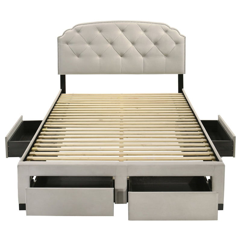 Marianna 4-drawer Upholstered Storage Bed Cream