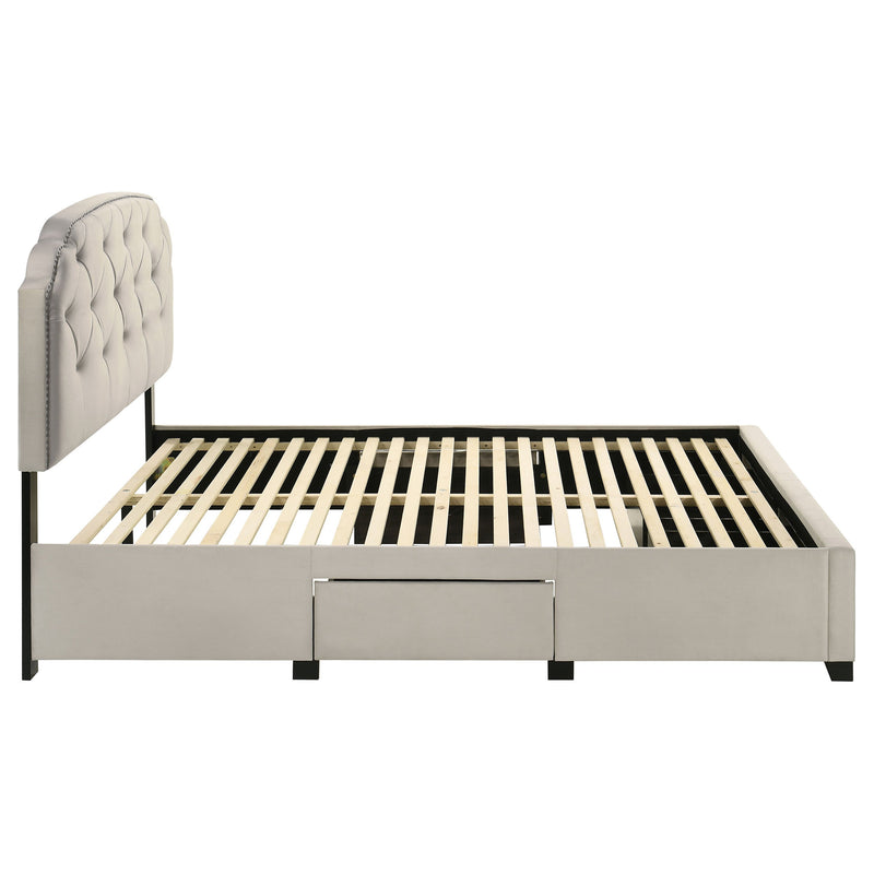 Marianna 4-drawer Upholstered Storage Bed Cream