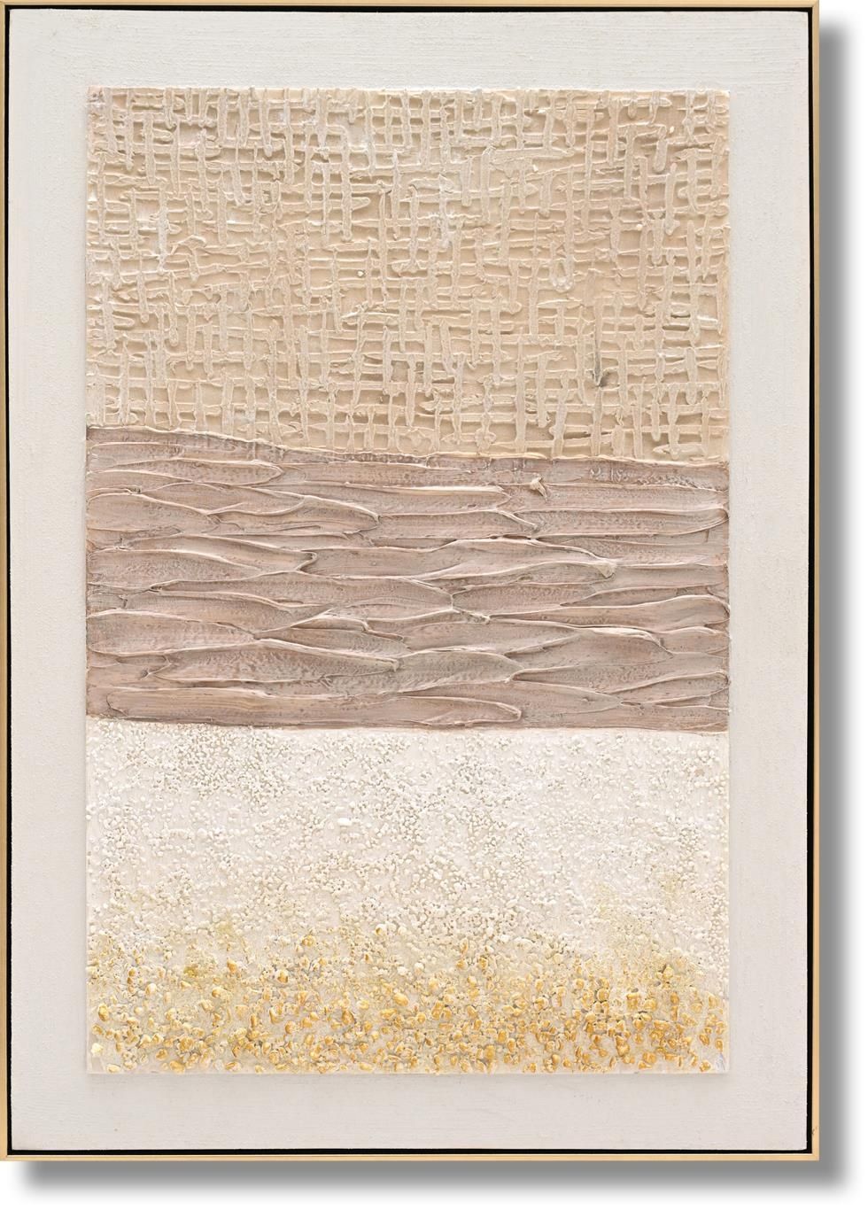 Golden Texture Harmony - 28" x 40" Framed Wall Art - Beige