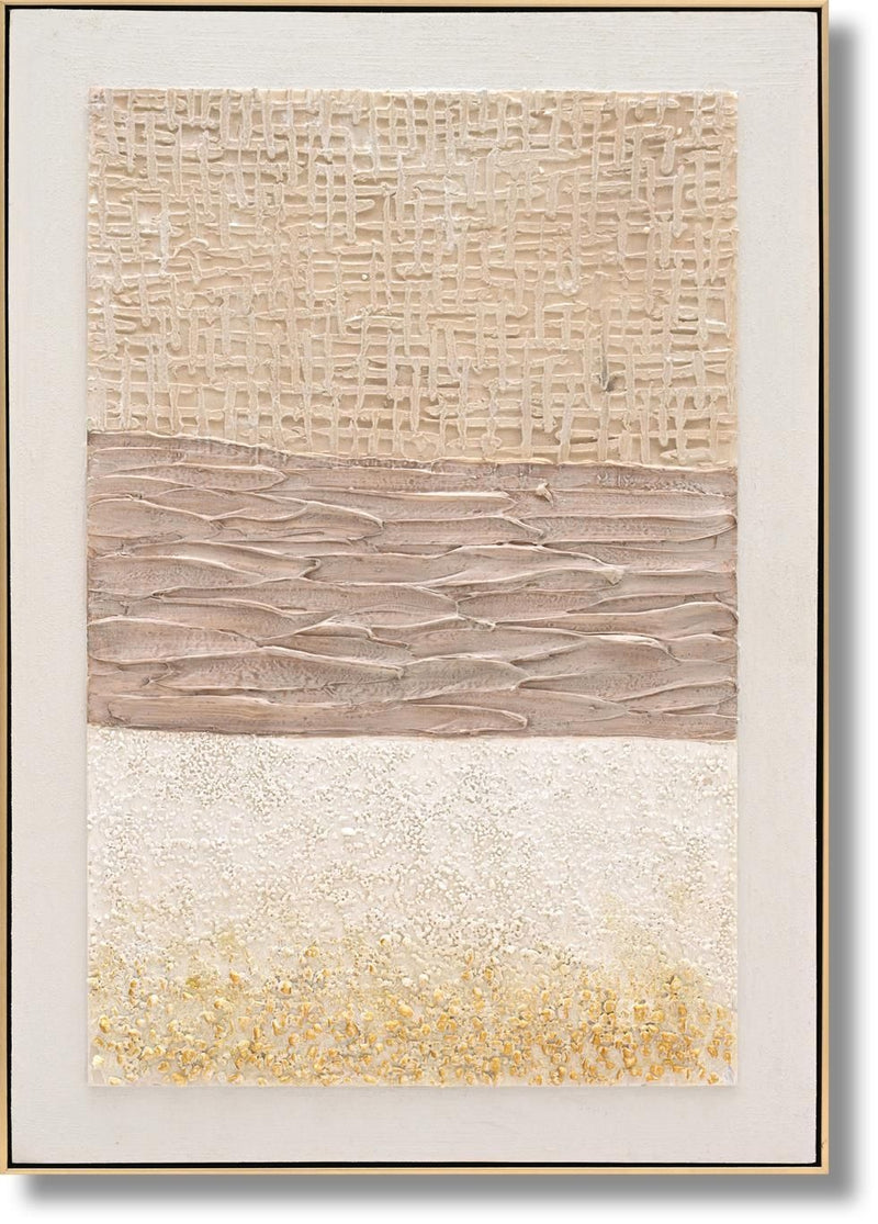 Golden Texture Harmony - 28" x 40" Framed Wall Art - Beige