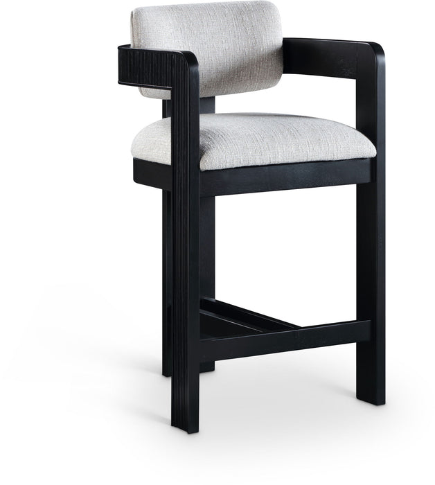 Sacha - Linen Stool With Black Base