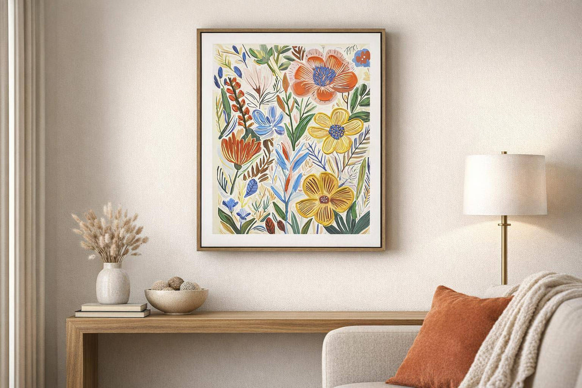 Petal Reverie II Hand-Embellished Canvas In Frame - Natural / Multicolor