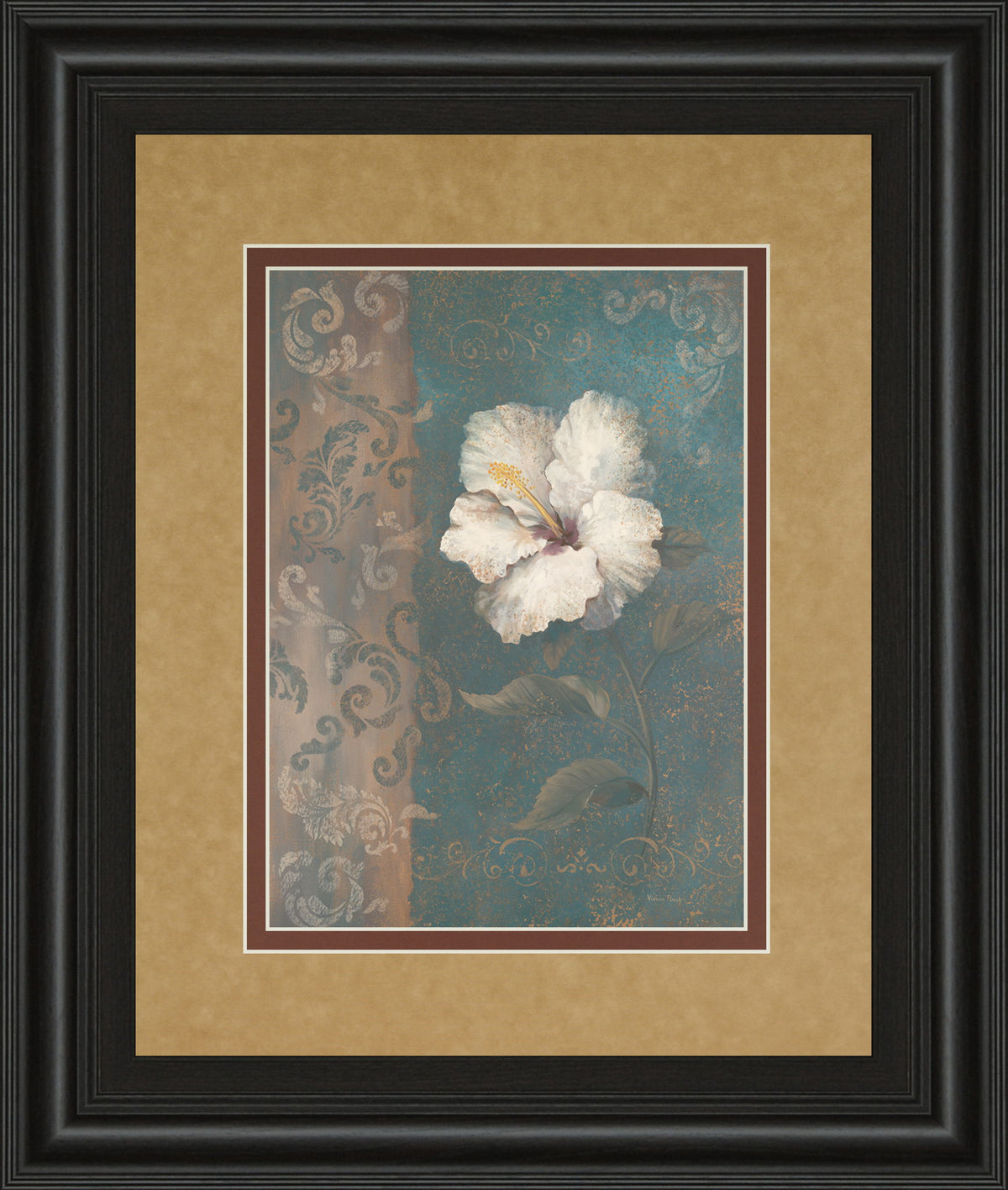 Floral Trans Il By Vivian Flasch - Framed Print Wall Art - Light Brown